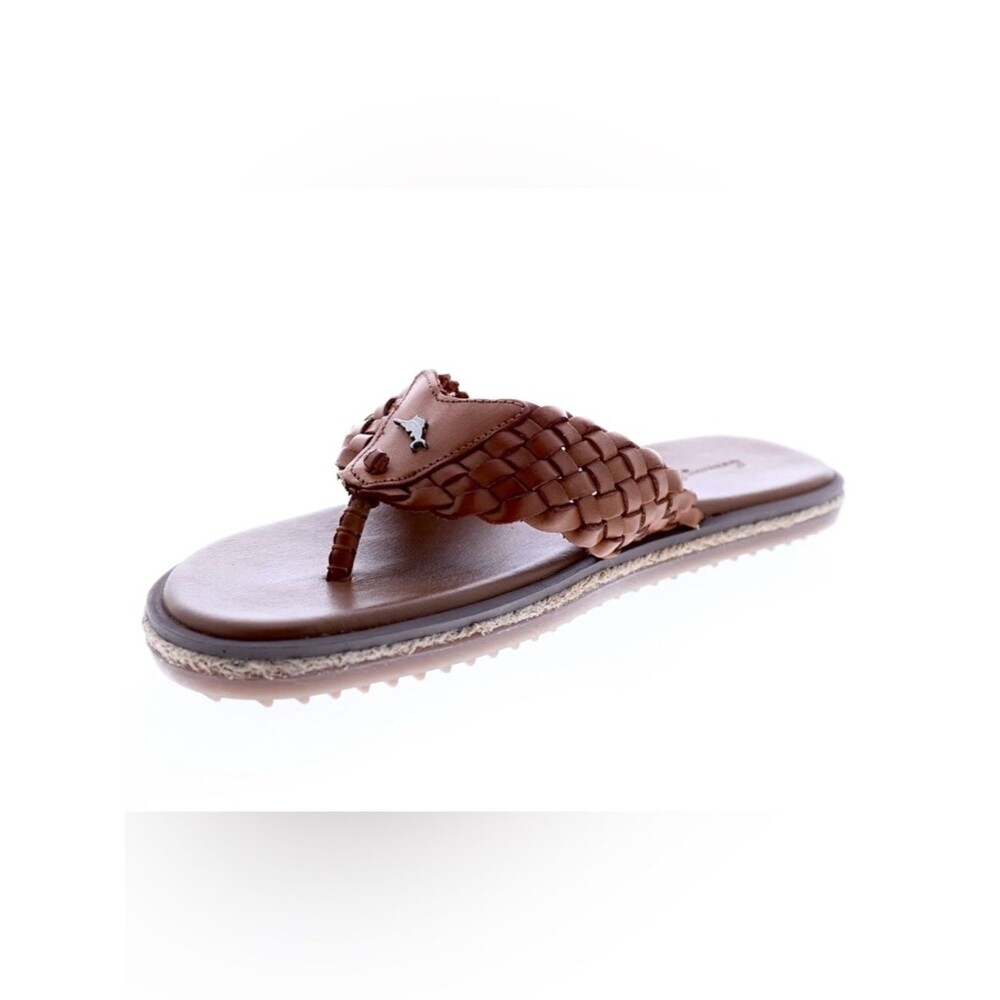 Tommy Bahama Sandals Thongs Flip Flops Brown Leather Braided Woven Men's Size 9